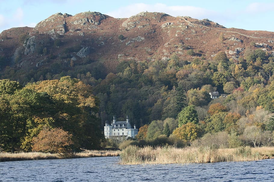 Lake Windermere Autumn Building Blue Photo Background And Picture For Free  Download - Pngtree