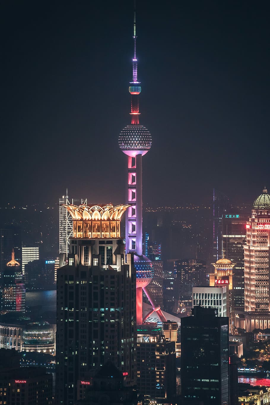 Oriental Pearl Tower, Shanghai China, photo of pointed-tip tower