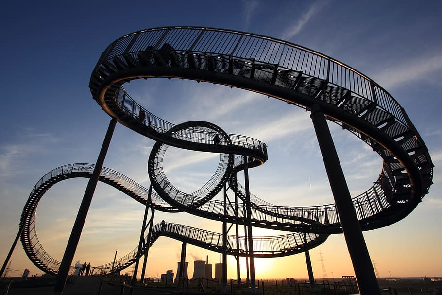 silhouette photography of snake stairs, germany, duisburg, tiger, HD wallpaper