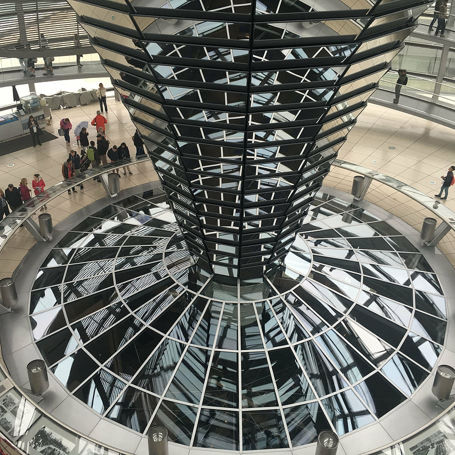 berlin, landmark, richard rogers, architecture, people, indoors HD wallpaper