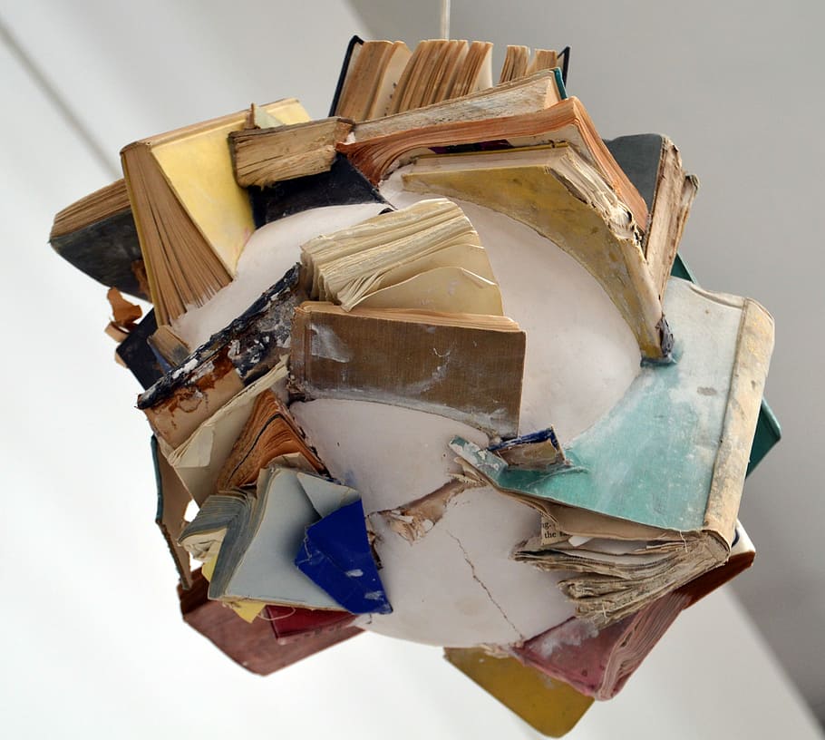 Books, Mess, Chaos, Book, Art, art installation, biennale, read, HD wallpaper