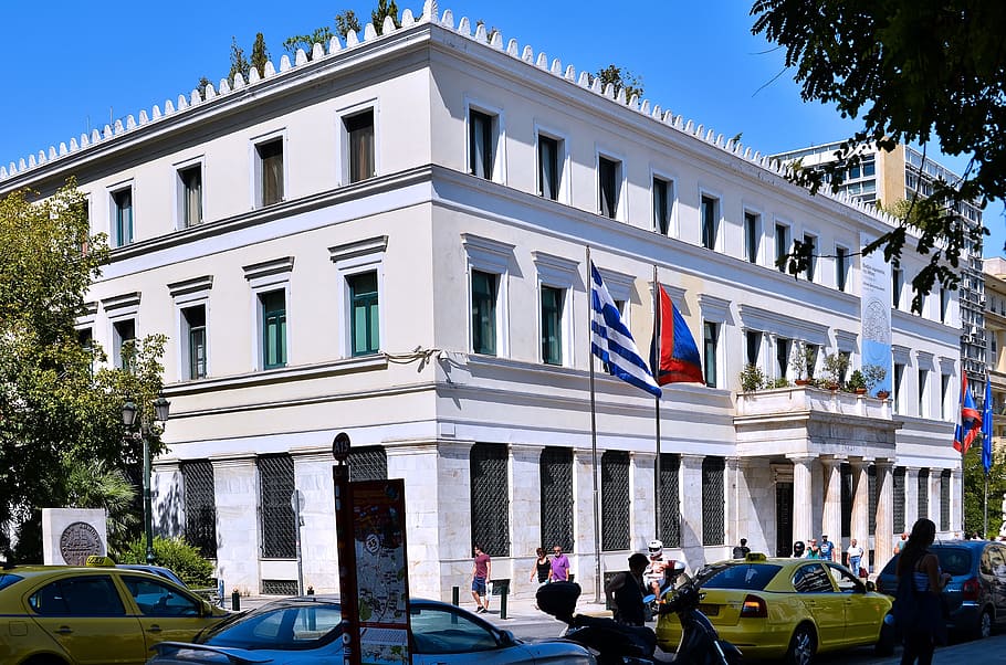 athena, greece, culture, city, buildings, classic, building exterior, HD wallpaper