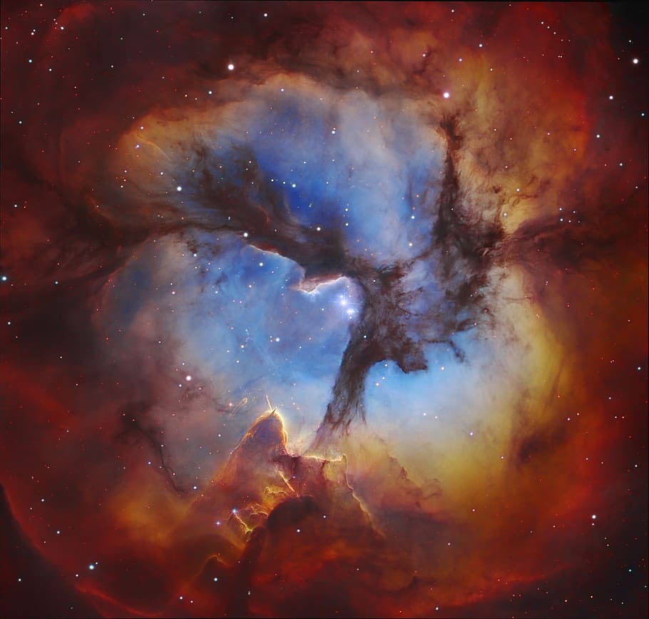 trifid nebula, messier 20, m20, ngc 6514, space, cosmos, universe, HD wallpaper