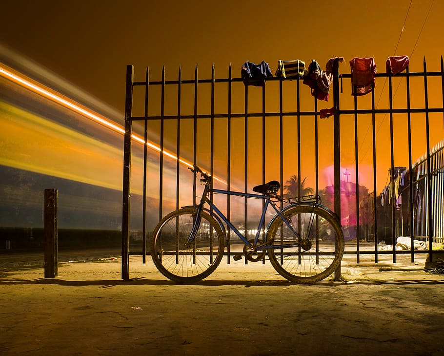 cycel, night, light trail, train, sho, travel, road, transportation HD wallpaper