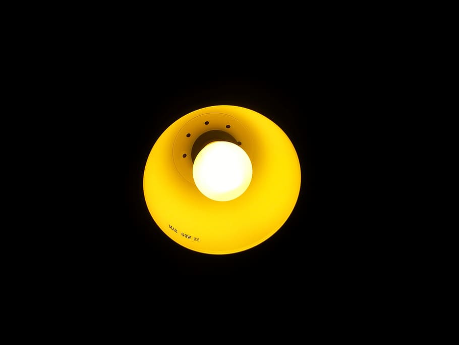 light, lamp, black, yellow, copy space, illuminated, lighting equipment HD wallpaper