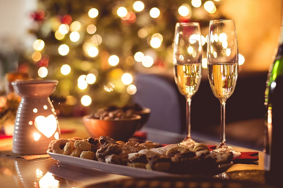 New Year’s Eve Champagne Home Party, alcohol, christmas, christmas sweets, HD wallpaper