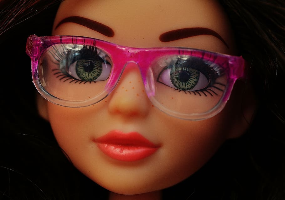 doll, pretty, face, eyes, glasses, beauty, hair, girl, play HD wallpaper