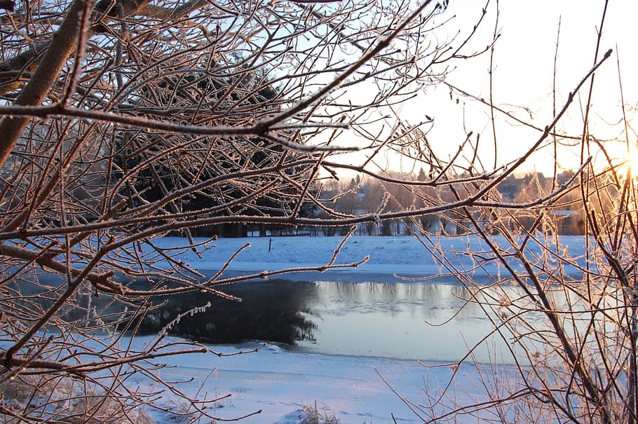 winter, river, wintry, nature, landscape, winter magic, silent HD wallpaper