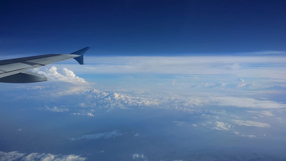 sky, blue, clouds, mexico, travel, landscape, plane, windows HD wallpaper