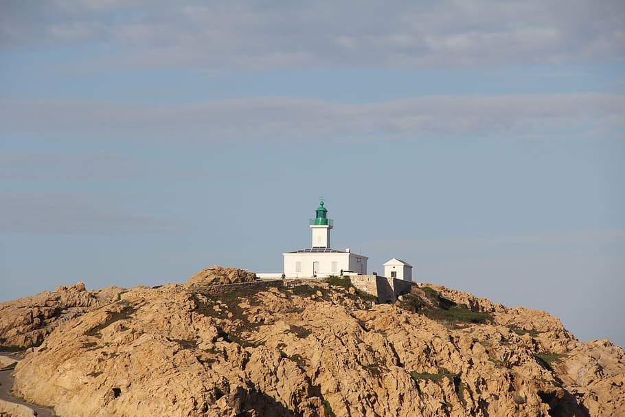 lighthouse, corsican, port, sky, built structure, building exterior HD wallpaper