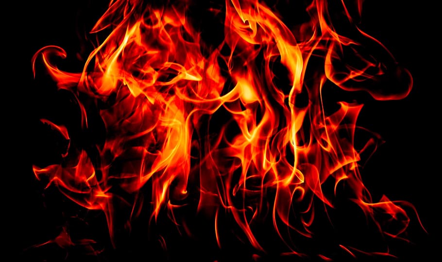 red flame digital wallpaper, fire, inferno, orange, burn, flammable HD wallpaper