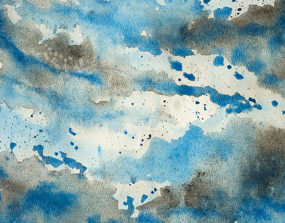 blue, brown, and white textile, watercolor, background, design, HD wallpaper