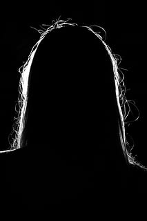 silhouette photo of long-haired person, woman, dark, light HD wallpaper