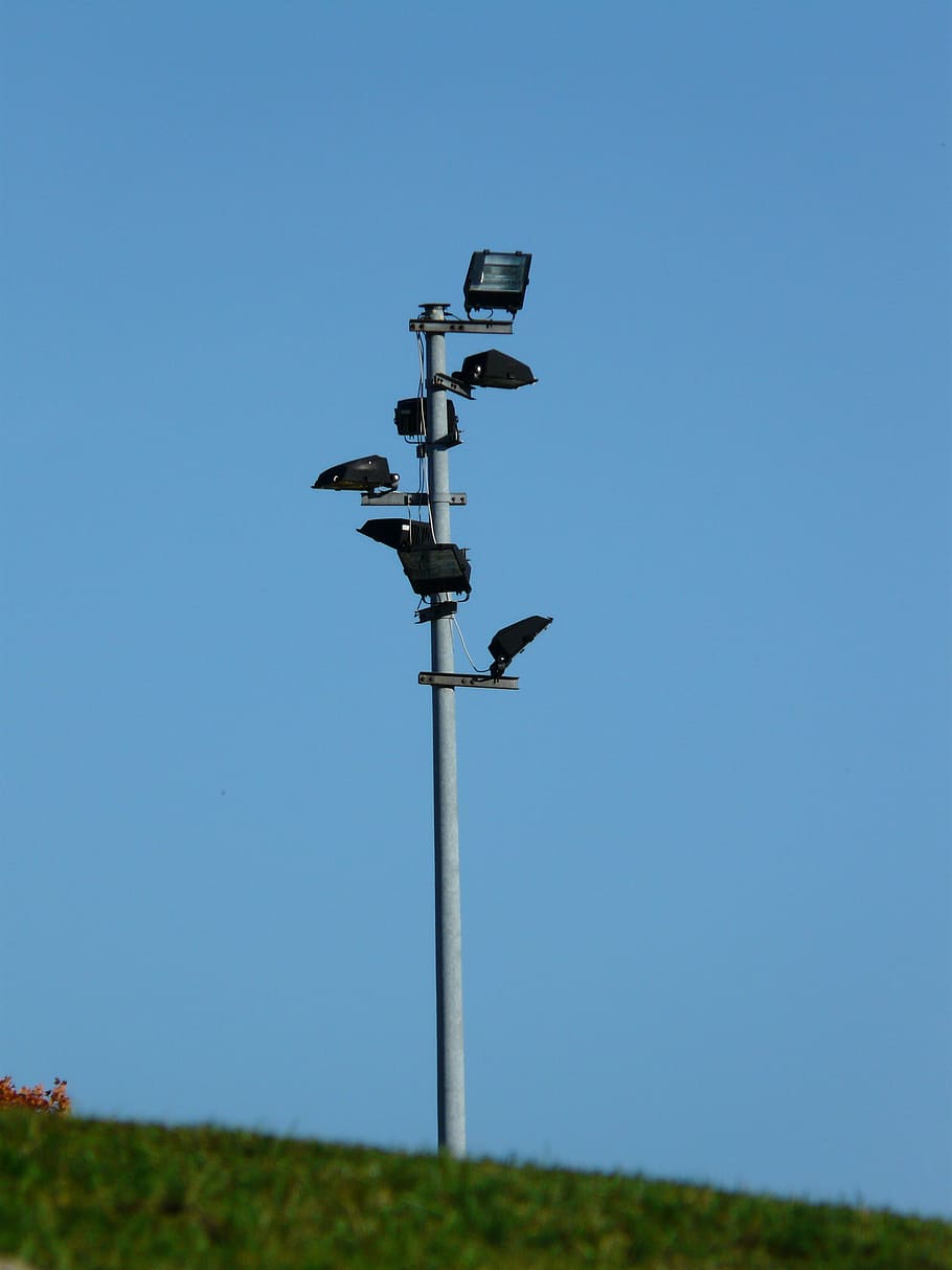 spotlight, lighting, mast, lamp, flood light, lighting pole HD wallpaper