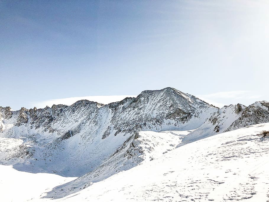 mountain covered by snow, landscape photography of snowy mountain HD wallpaper