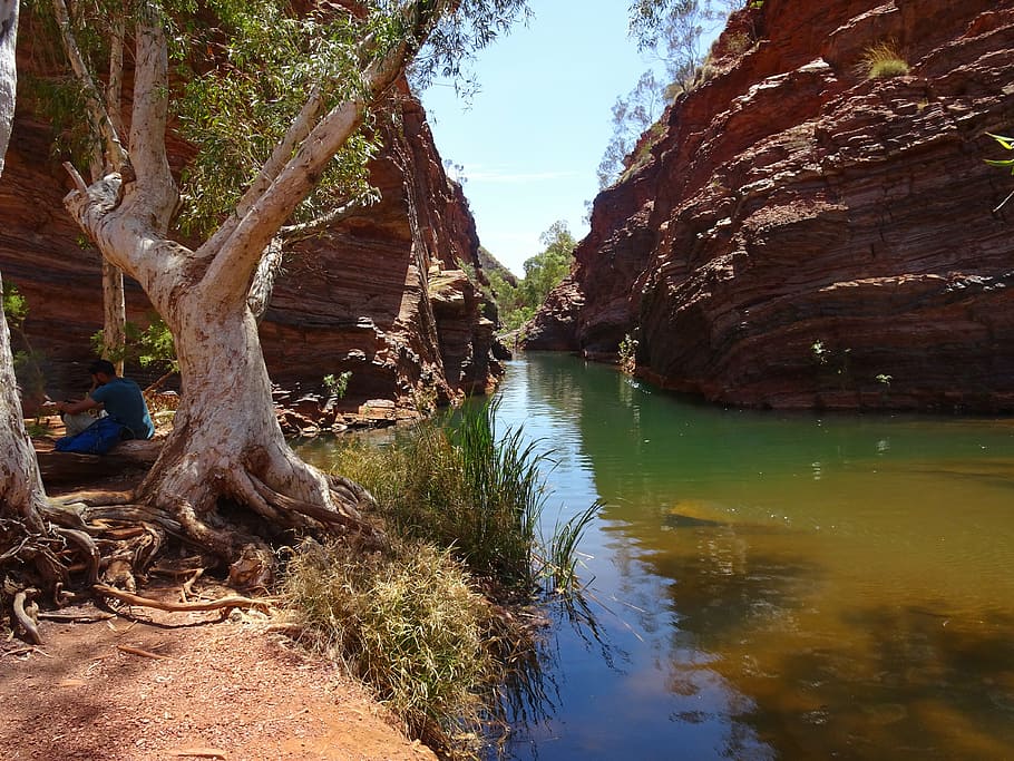 karijini national park, australia, outback, landscape, rock formation, HD wallpaper
