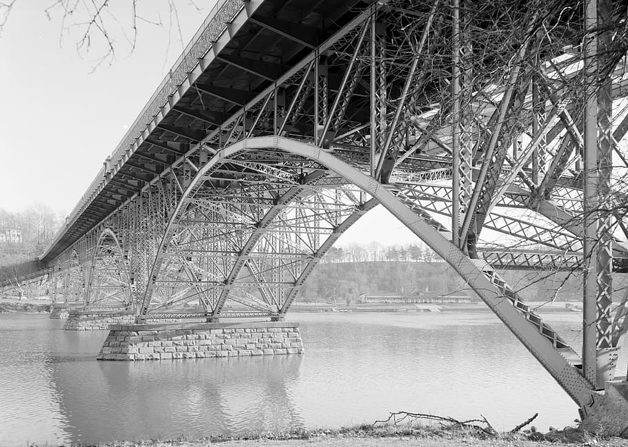 Bridge, Steel, Arch, Truss, River, historic, perspective, schuylkill, HD wallpaper