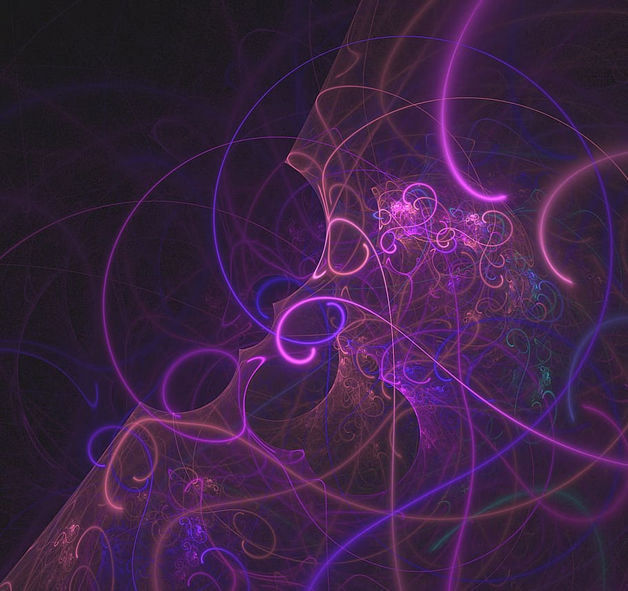 neon, abstract, purple, violet, lines, swirl, wallpaper, pattern HD wallpaper