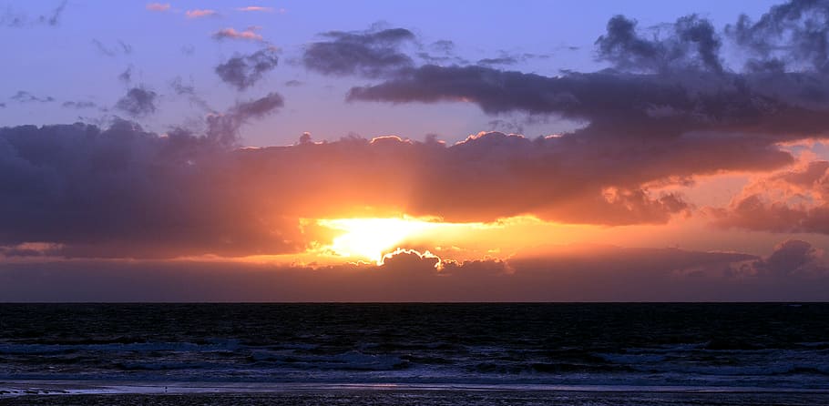 sunset, sea, sky, ocean, beach, summer, landscape, beautiful HD wallpaper