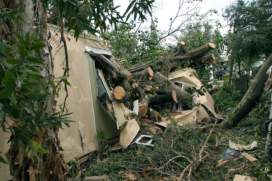 Damage done from Hurricane Katrina in Davie, Florida, Crush, photos