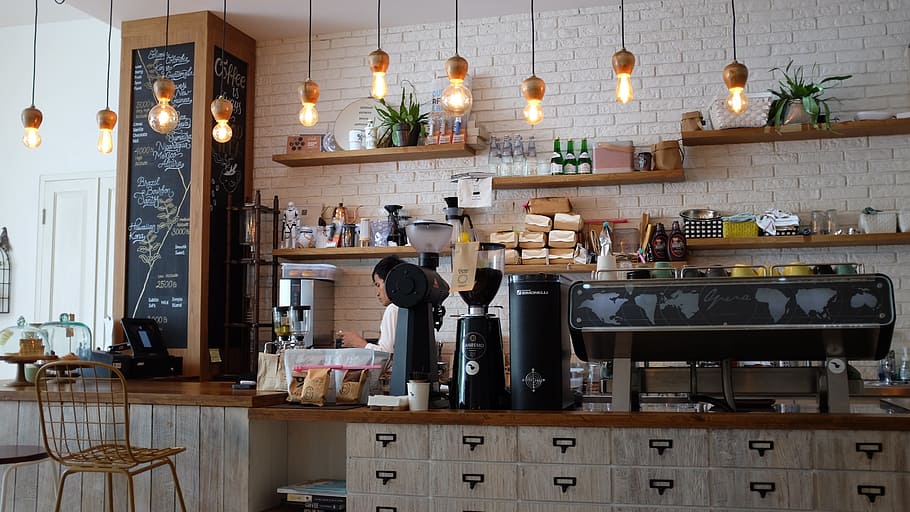 woman behind counter top, coffee shop, barista, cafe, worker, HD wallpaper