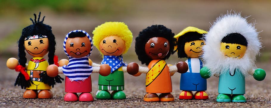 assorted people miniatures, different nationalities, children