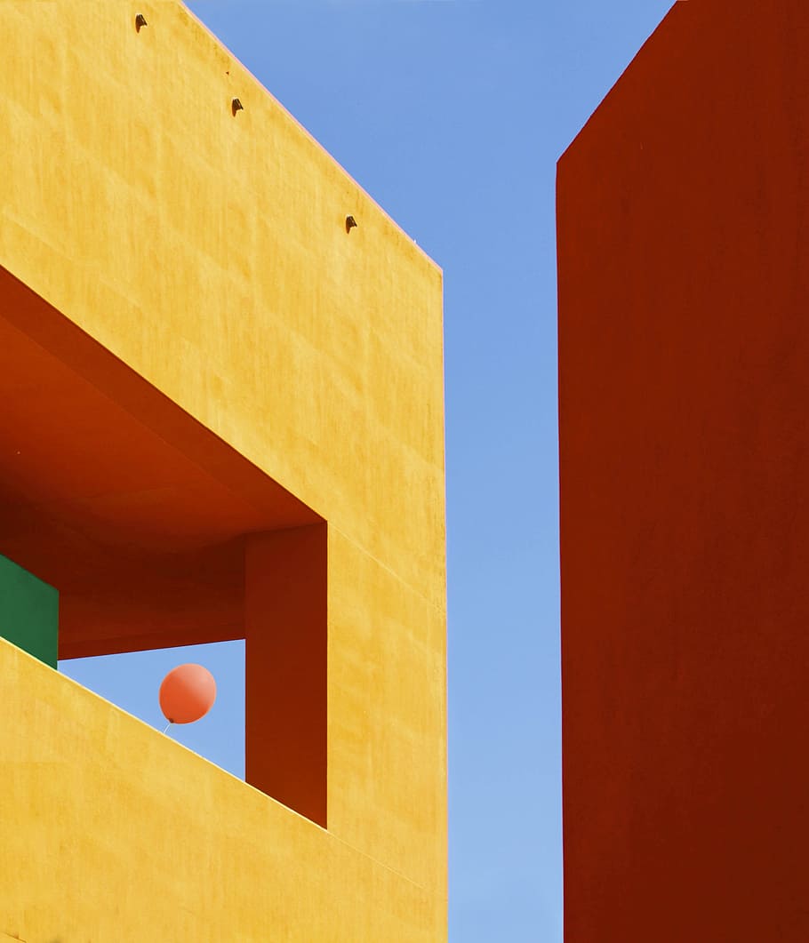 balloon, wall, air, blue, blue sky, abstract, architecture HD wallpaper