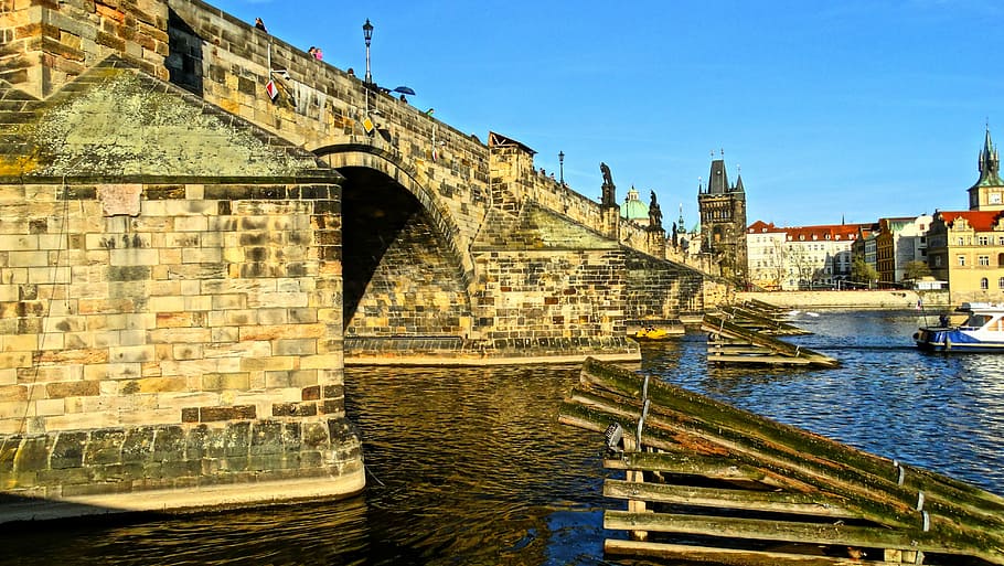 bridge, prague, czech, vltava, water, architecture, built structure HD wallpaper