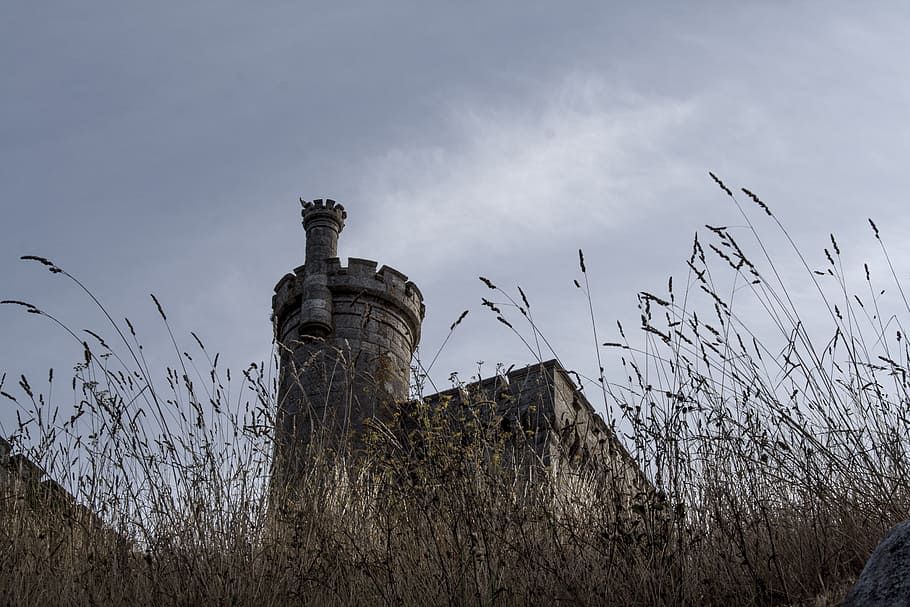 tower, baiona, wall, sunset, sky, architecture, plant, nature HD wallpaper