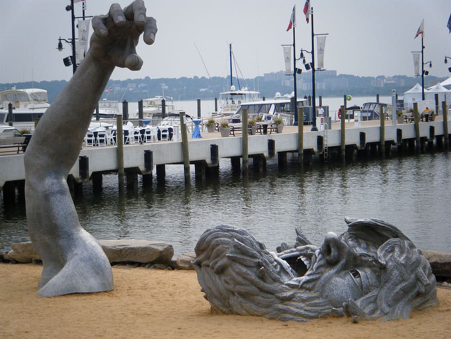Hd Wallpaper Drowning Man Sculpture Sand Water Arts Nautical Vessel Wallpaper Flare