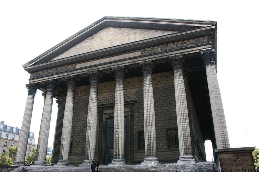 columns, church, madeleine, architecture, architectural Column HD wallpaper