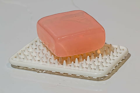 photo of pink bar soap on white soap dish, bath, hygiene, bathroom HD wallpaper