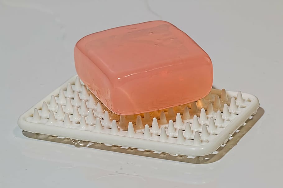 photo of pink bar soap on white soap dish, bath, hygiene, bathroom HD wallpaper