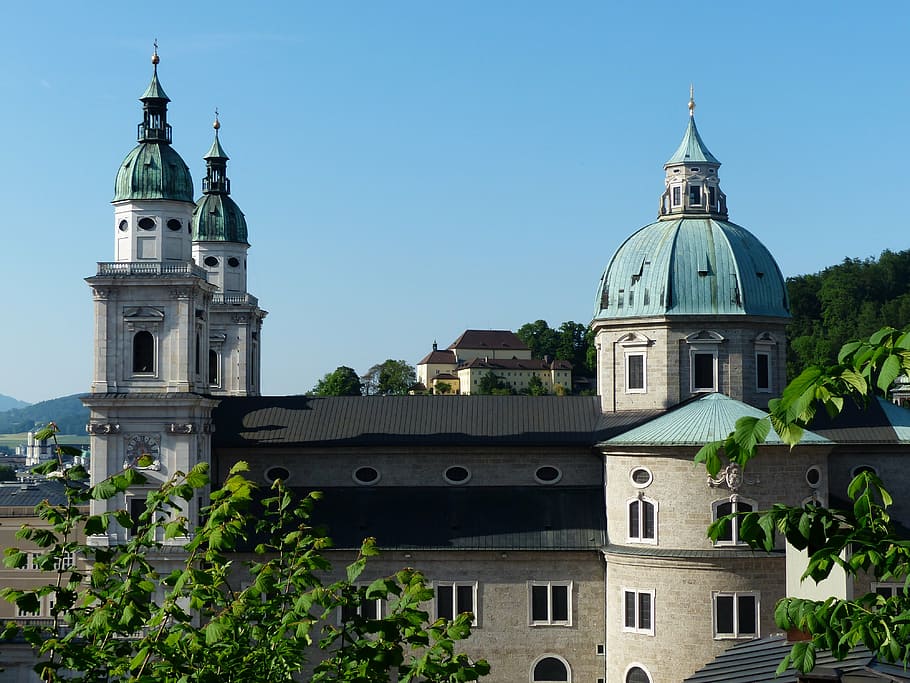 salzburg cathedral, dom, roman catholic, church, dome, archdiocese of salzburg, HD wallpaper