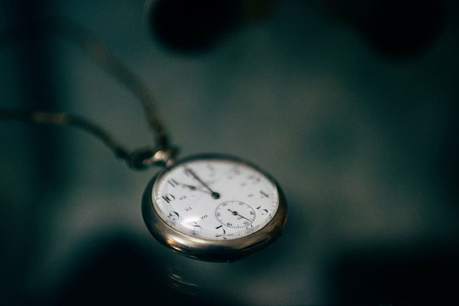 round pocket watch displaying 11:00, white, gold, clock, time HD wallpaper