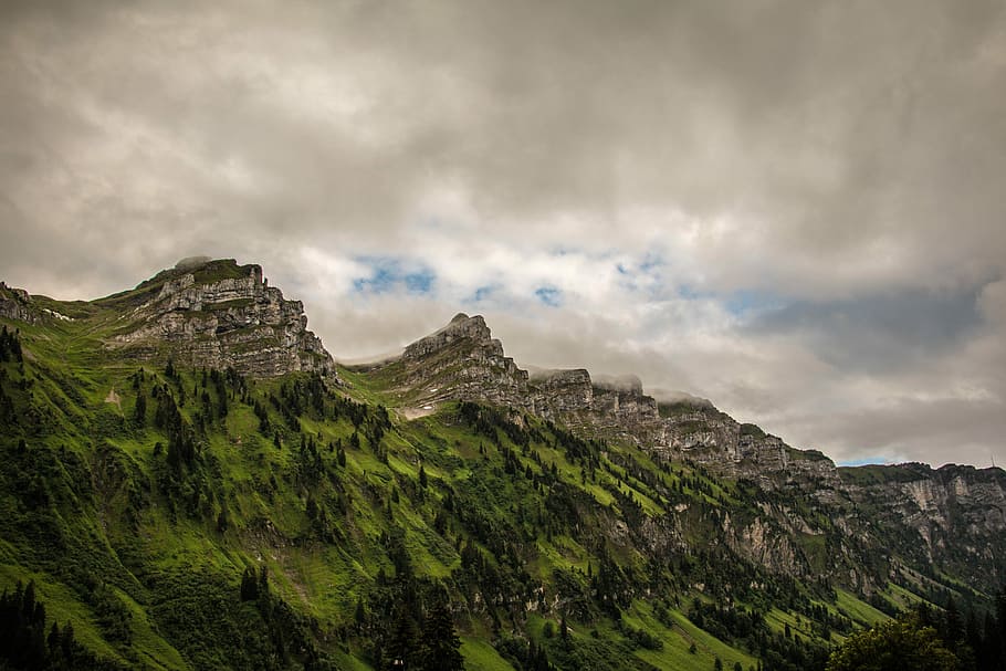 Justistal, gray clouds over mountain range, landscape, scene HD wallpaper