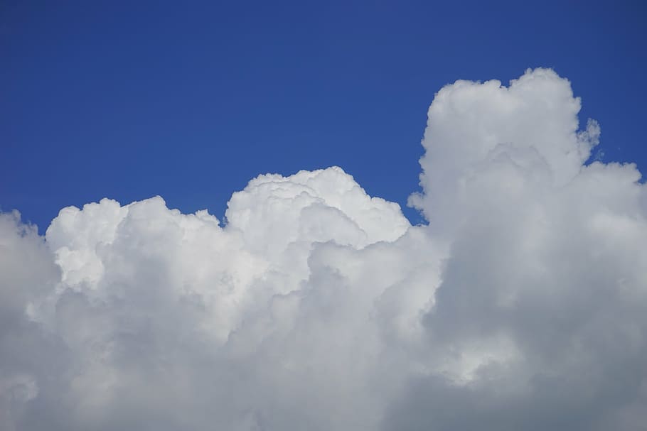 clouds, cloud formation, sky, white, blue, cumulus, clouds form HD wallpaper