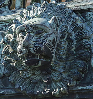 lion, goal, gate, input, old, door, doorknocker, antique, metal HD wallpaper