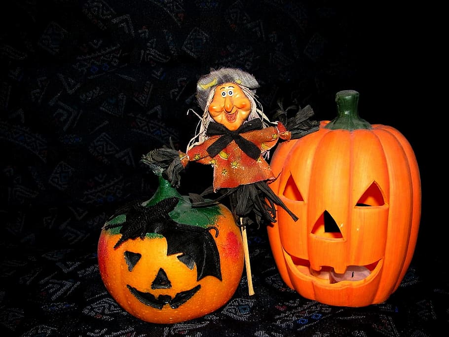 pumpkin, halloween, deco, celebration, jack o' lantern, human representation HD wallpaper