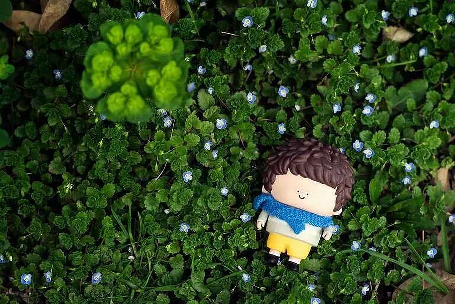 boy, grass, miniature, toy, child, plant, green color, growth HD wallpaper