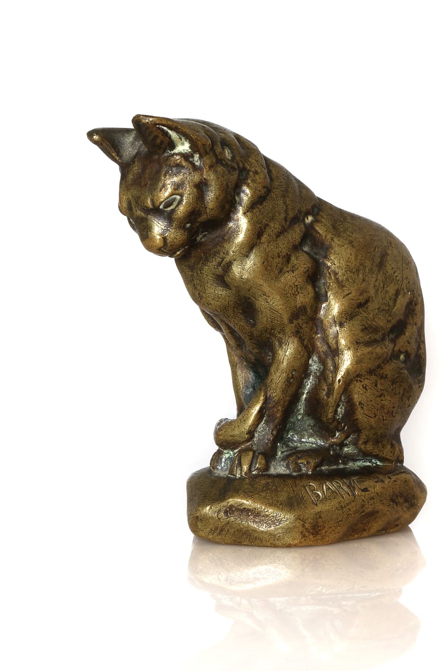 cat, barye, sculpture, representation, studio shot, white background HD wallpaper