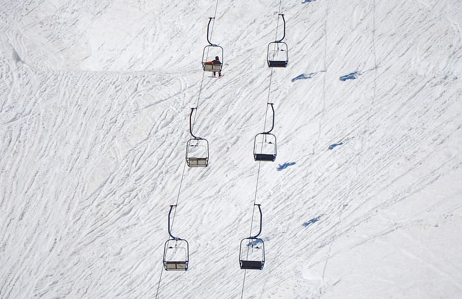 winter, hanging, snow, ropeway, cable car, mountain, ski, cold temperature HD wallpaper