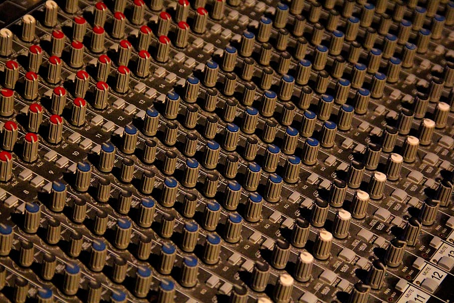 Javelin, black and white audio mixer, knobs, switches, controls HD wallpaper