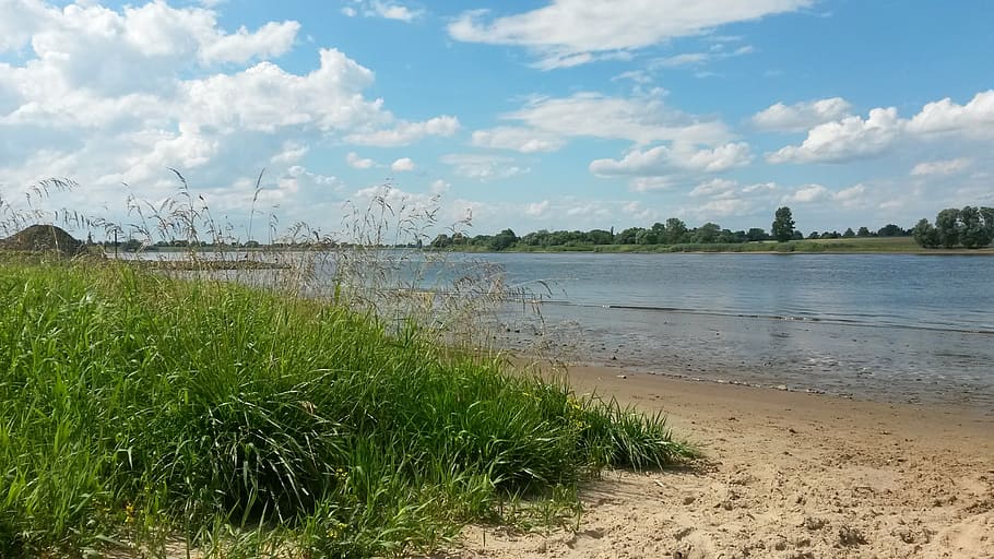 elbe, relaxation, beach, sun, rest, nature, river, water, landscape HD wallpaper