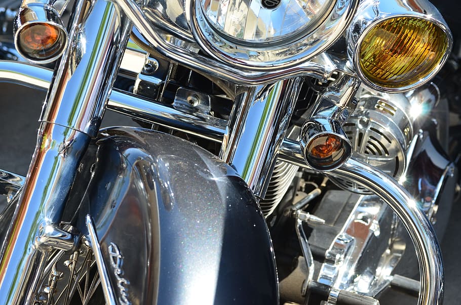 silver motorcycle, chrome, harley davidson, bike, motorbike HD wallpaper