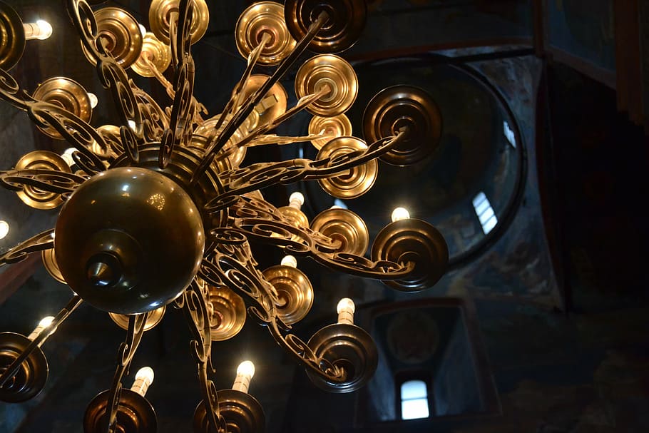 gold, ceiling, orthodox, cathedral, religion, russia, architecture HD wallpaper