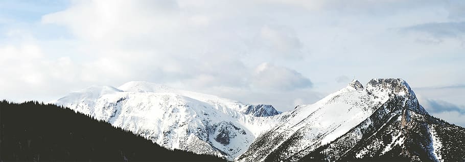 snow capped mountain under white clouds during daytime, snow-covered mountains during daytime HD wallpaper