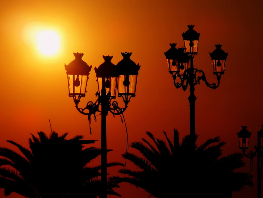 Lantern, Sun, East, sky, red, silhouette, lighting equipment HD wallpaper