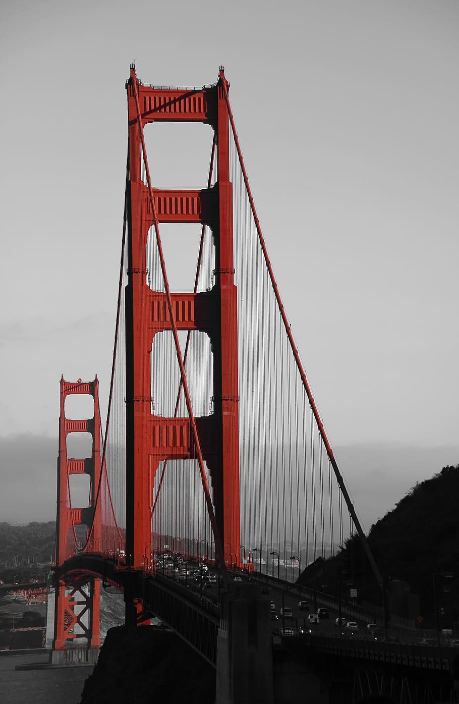 Golden Gate Bridge, San Francisco, Golden Gate bridge, red, traffic HD wallpaper