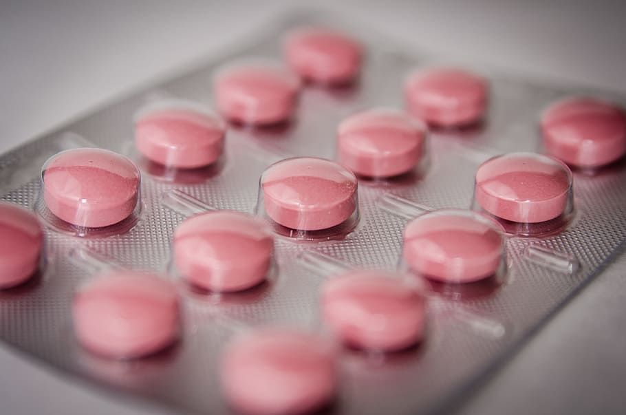 round pink medication pill blister pack, medications, cure HD wallpaper